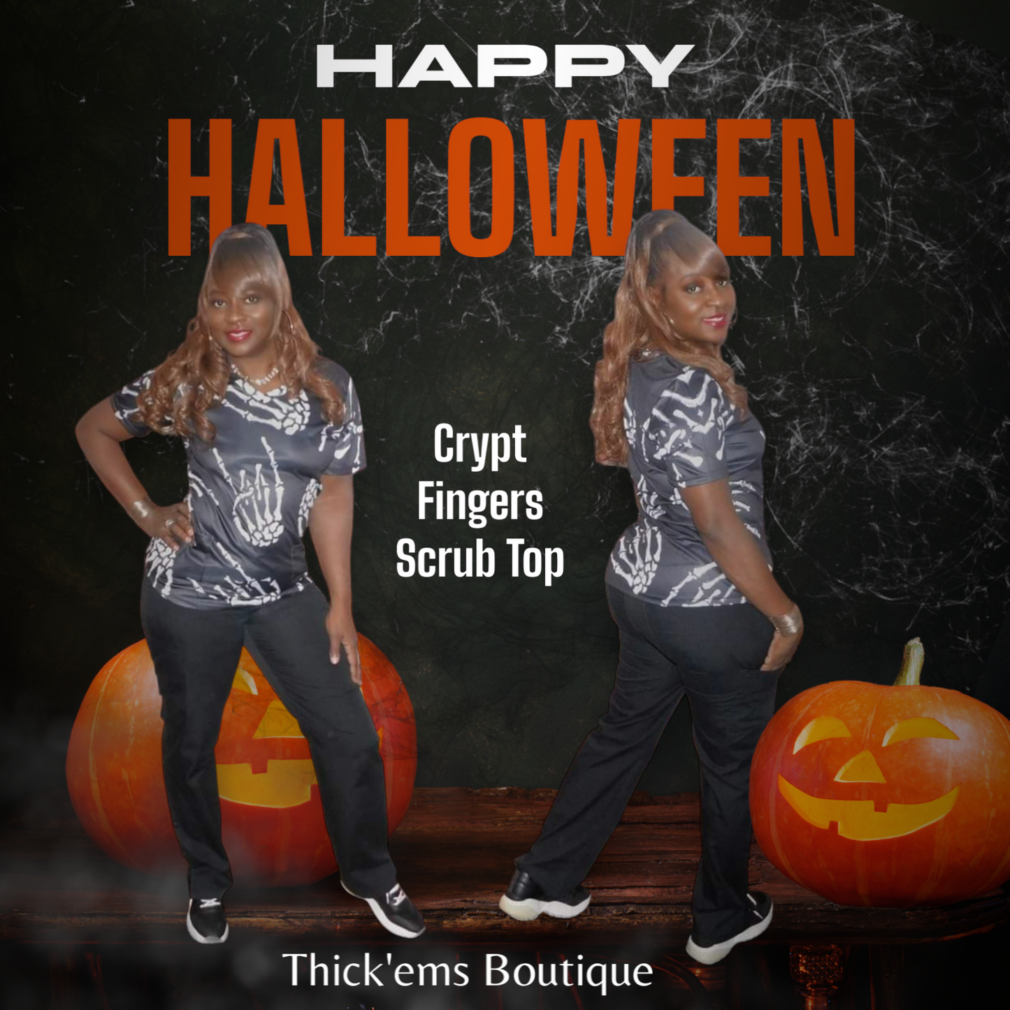 Crypt Fingers Scrub Top