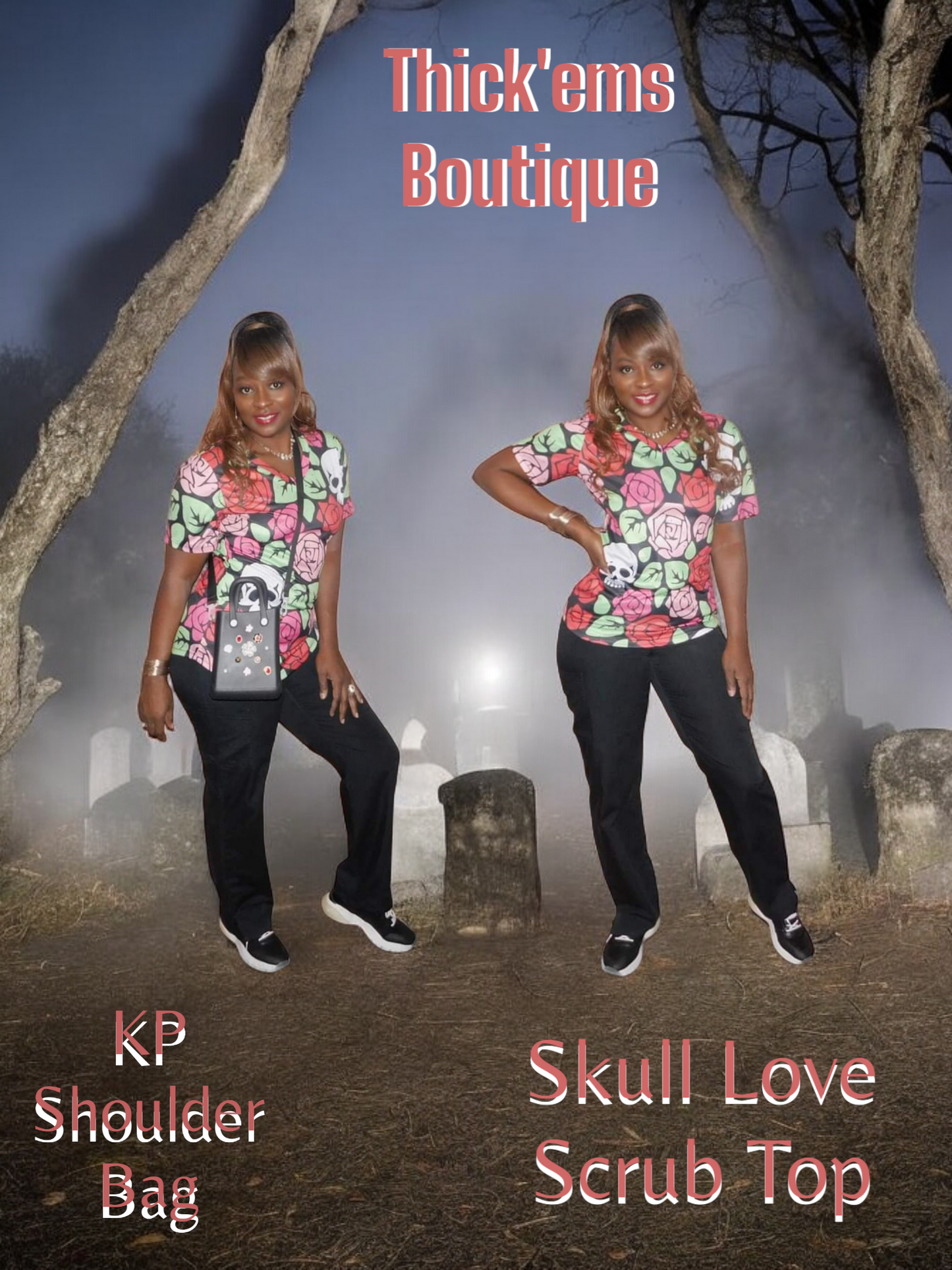 Skull Love Scrub Top