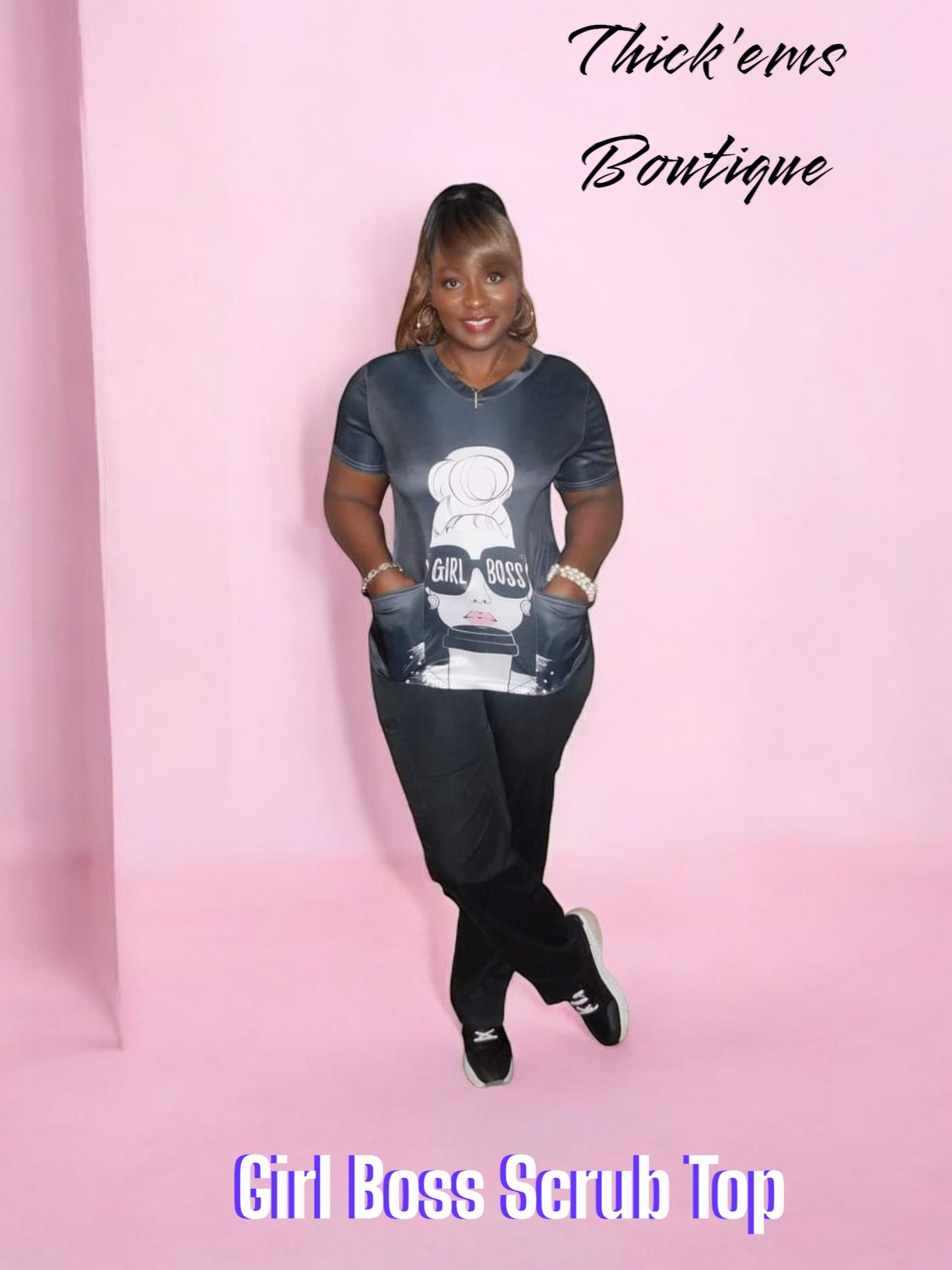 Girl Boss Scrub Top