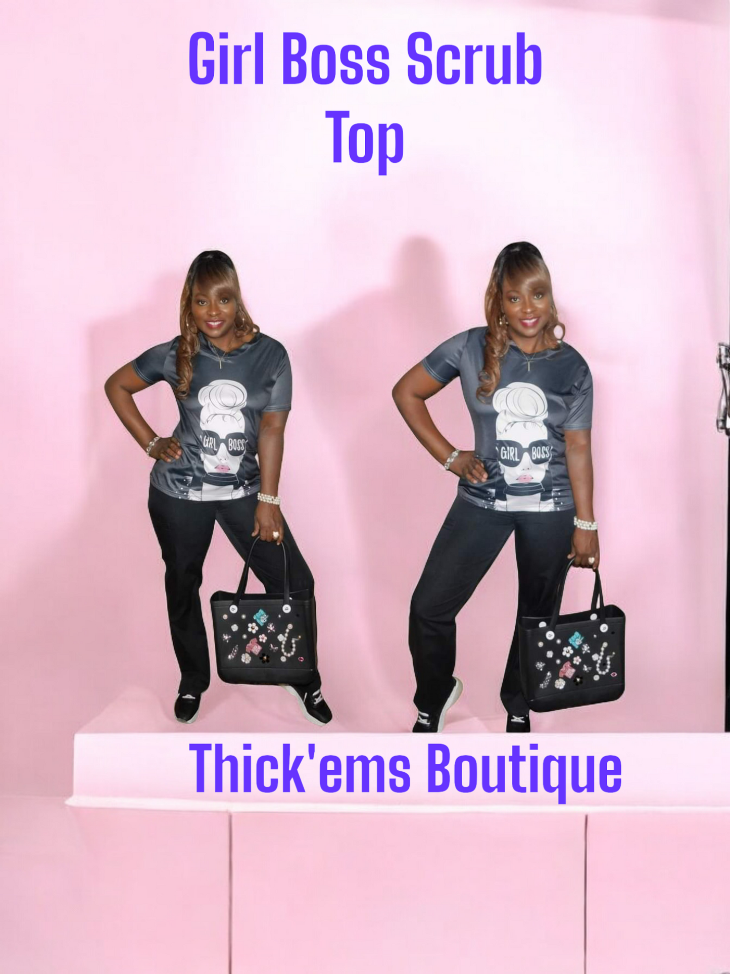 Girl Boss Scrub Top
