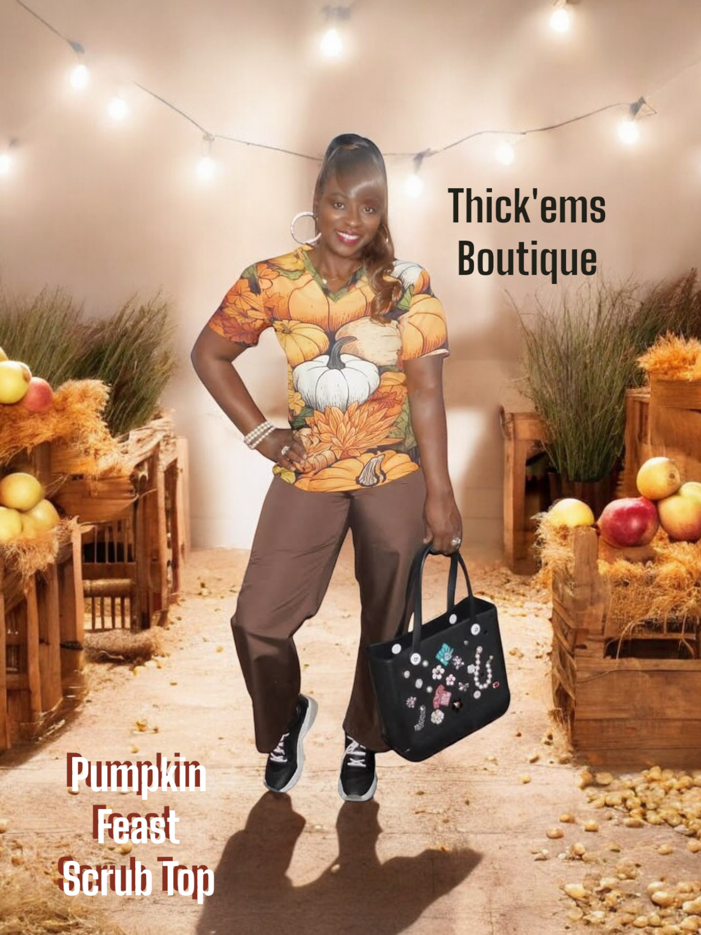 Pumpkin Feast Scrub Top