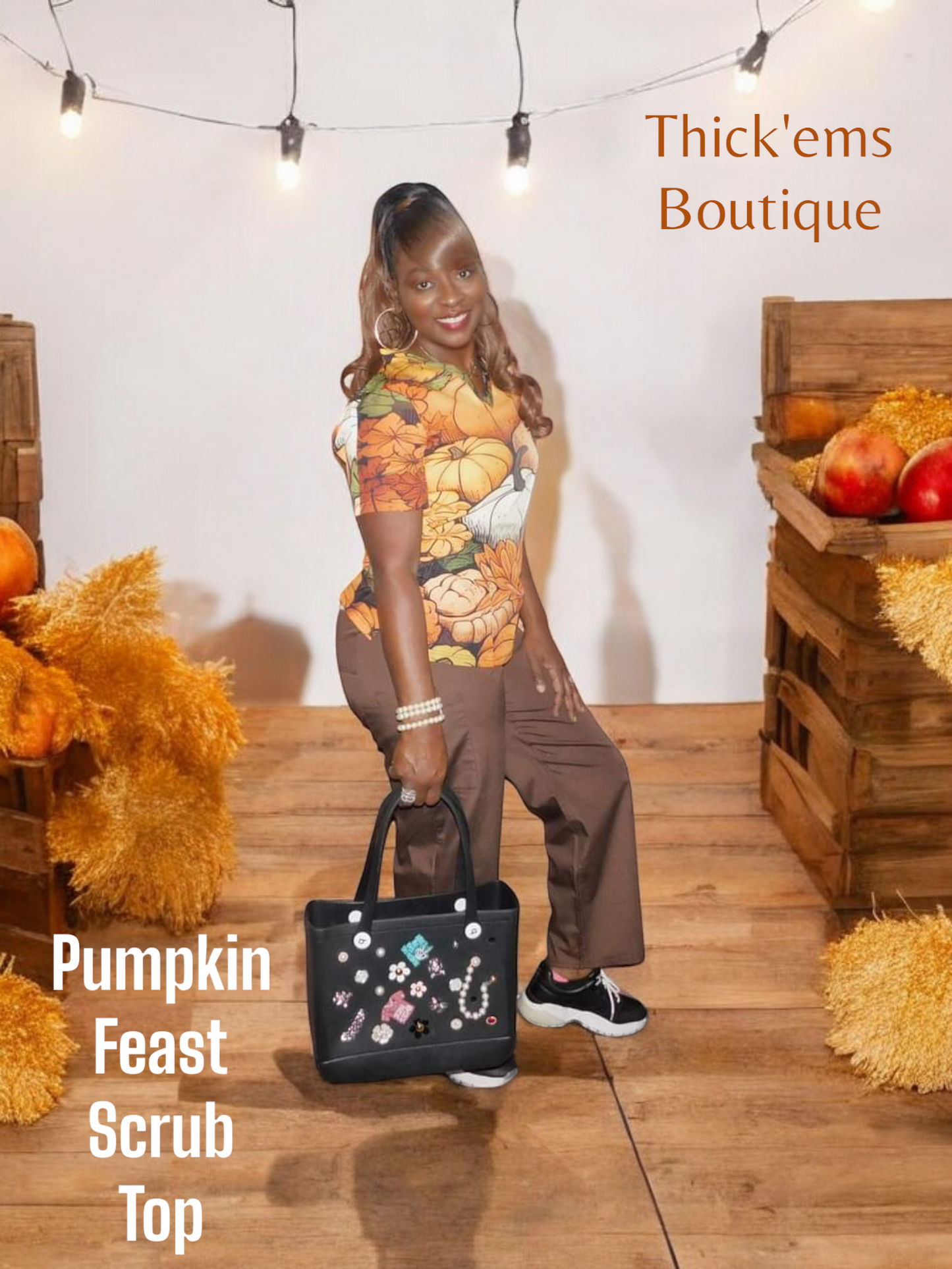 Pumpkin Feast Scrub Top
