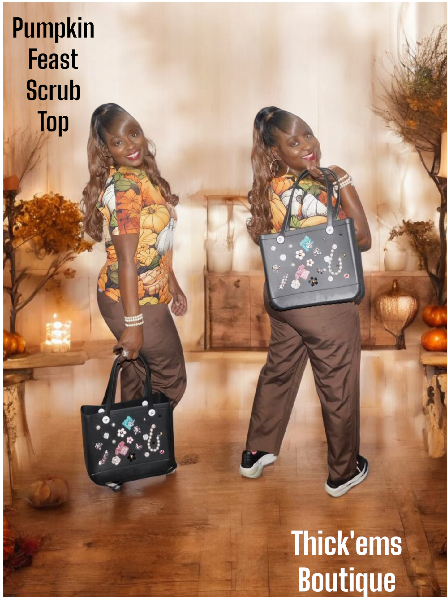 Pumpkin Feast Scrub Top