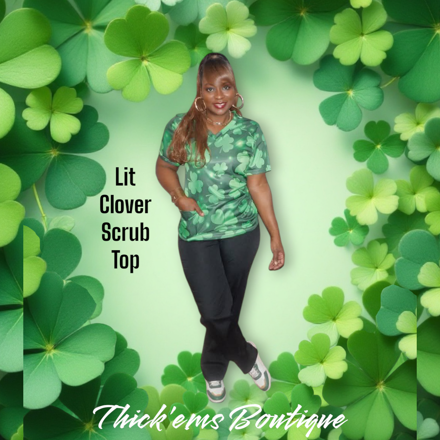 Lit Clover Scrub Top