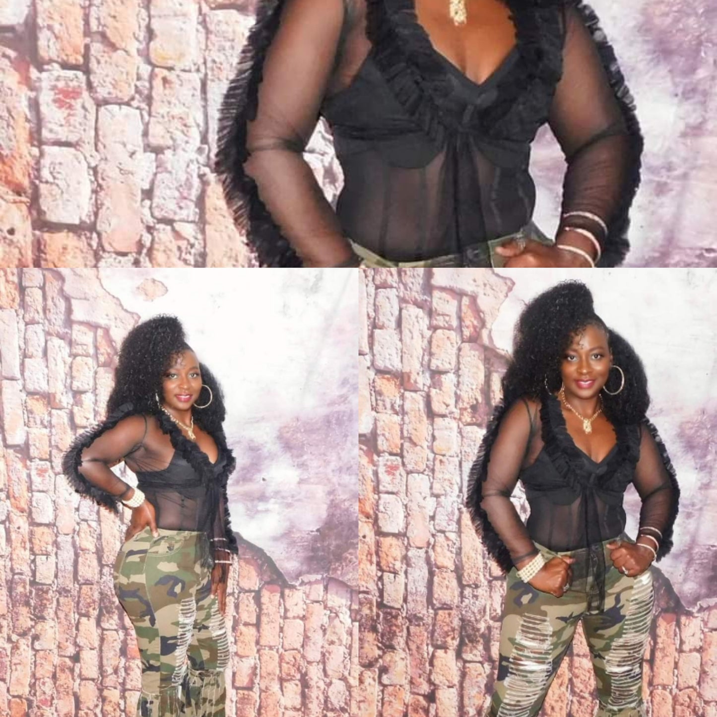 Onyx Sheer Ruffle Top