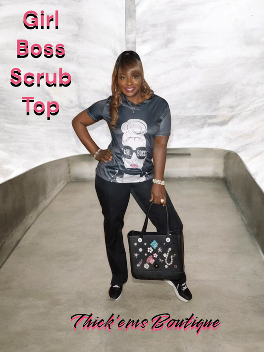Girl Boss Scrub Top