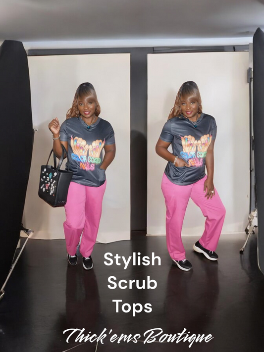 Color Coated Nails Scrub Top