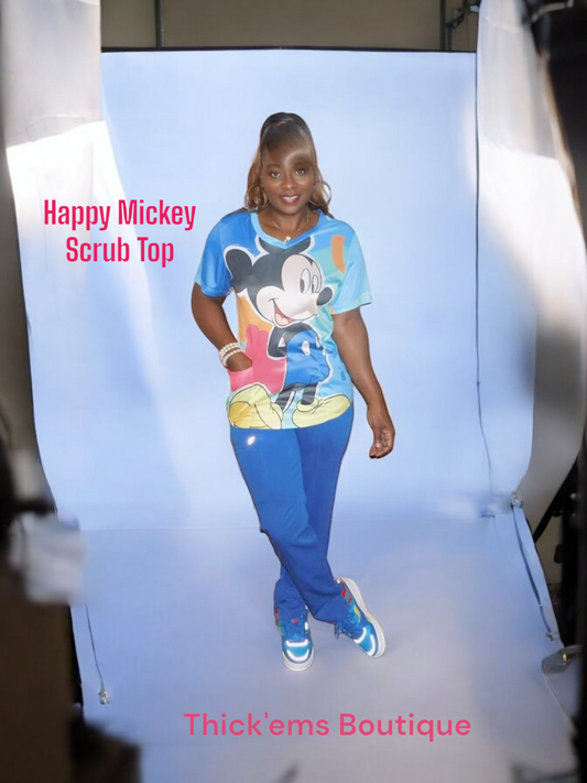 Happy Mickey Scrub Top