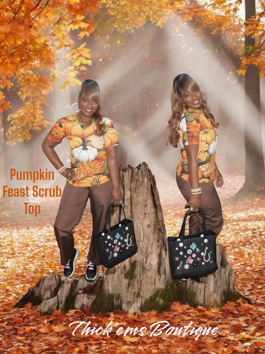 Pumpkin Feast Scrub Top