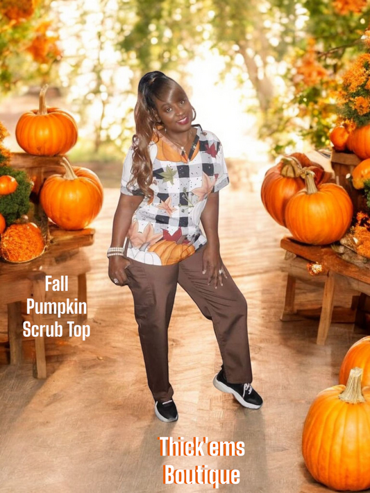 Fall Pumpkin Scrub Top