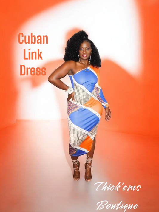 Cuban Link One Shoulder Dress