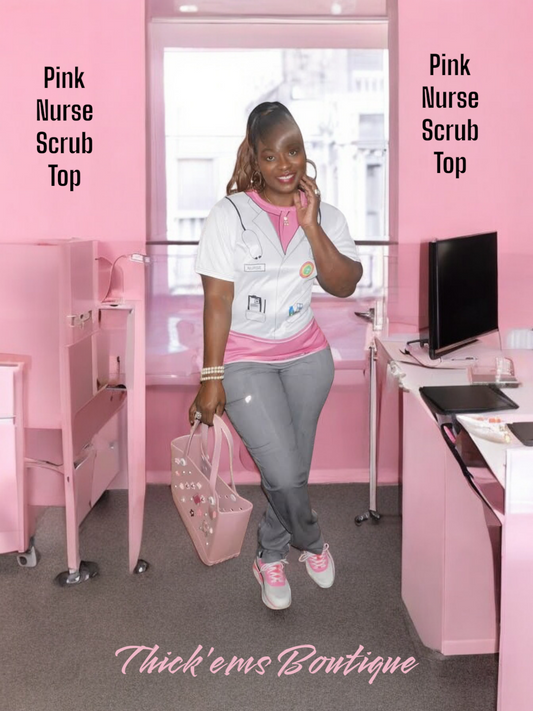Nurse Pink Scrub Top